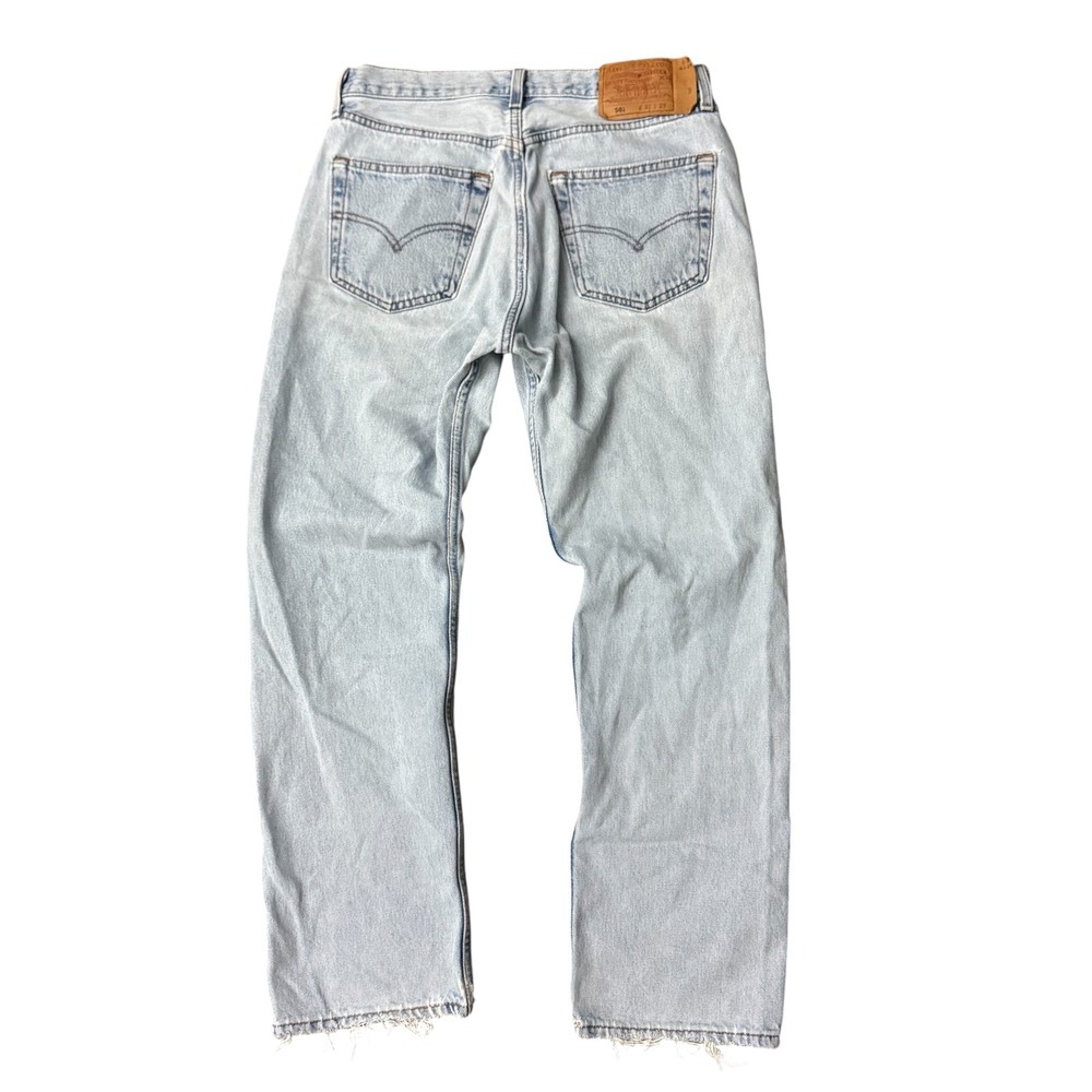 Vintage Levis 501 Button Fly Denim Jeans Light Wash Distressed USA 30x28.5